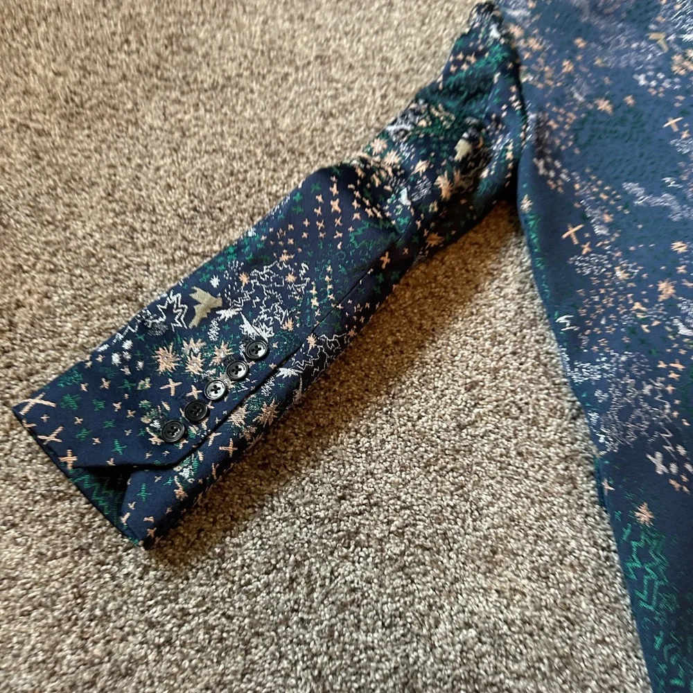 Zadig & Voltaire Blue and Gold Patterned Blazer - Picture 7 of 8